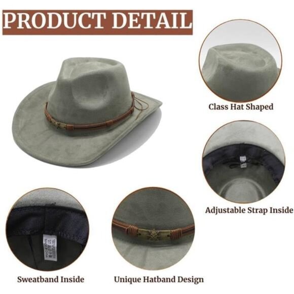 Wide Brim Cowboy & Cowgirl Hats Army Green - Picture 3 of 6